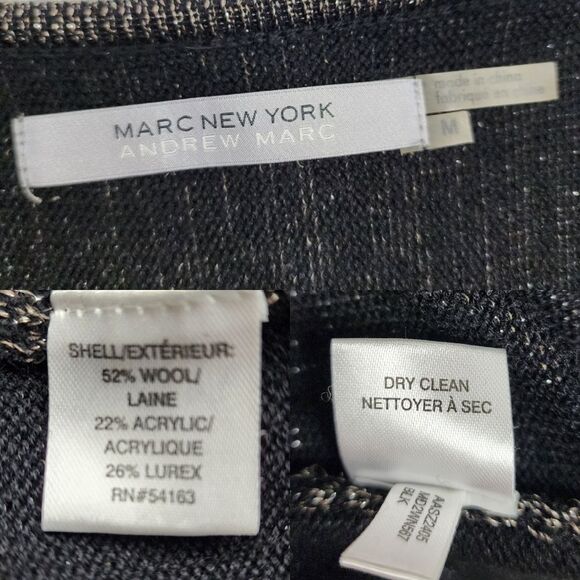 Marc New York Andrew Marc Metallic Dress Kimono Bodycon Knit Stretchy Shimmer M - Picture 2 of 16